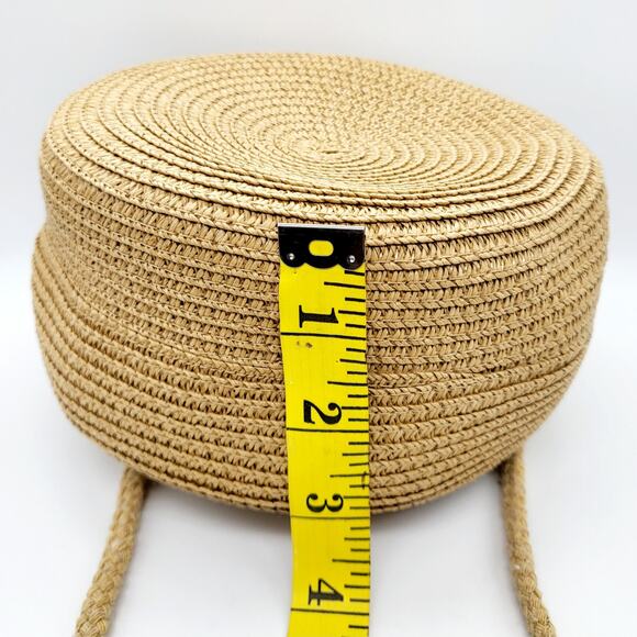 Floral Daisy Circular Rattan Woven Zip Closure Crossbody Shoulder Bag Unbranded - Picture 8 of 10